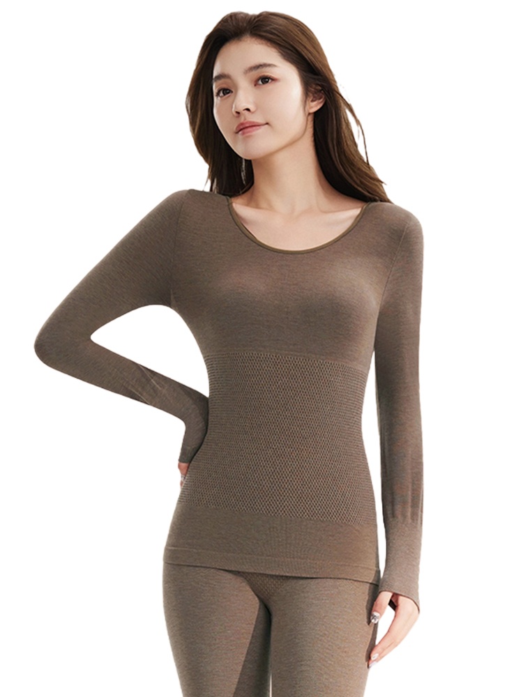 울 함유 보온 내복 세트 브라운 VEIMIA 베이미아