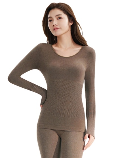 울 함유 보온 내복 세트 브라운 VEIMIA 베이미아