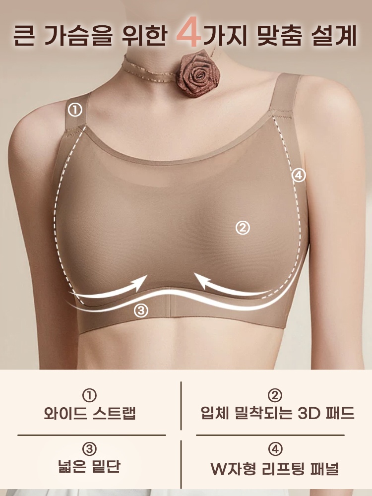 풀커버 메쉬 미니마이저 브라 큰 가슴을 위한 4가지 맞춤 설계 VEIMIA 베이미아