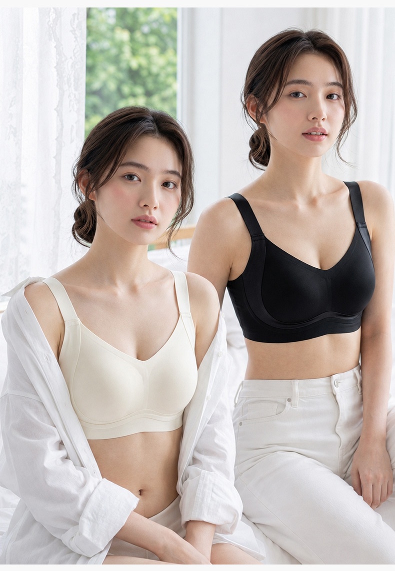 무압박 모달 미니마이저 브라 모델 정면 이미지 VEIMIA 베이미아