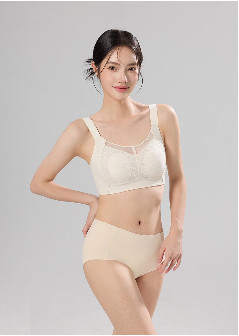 큰 가슴 작아 보이는 통기성 망사 브라 아이보리색 VEIMIA
