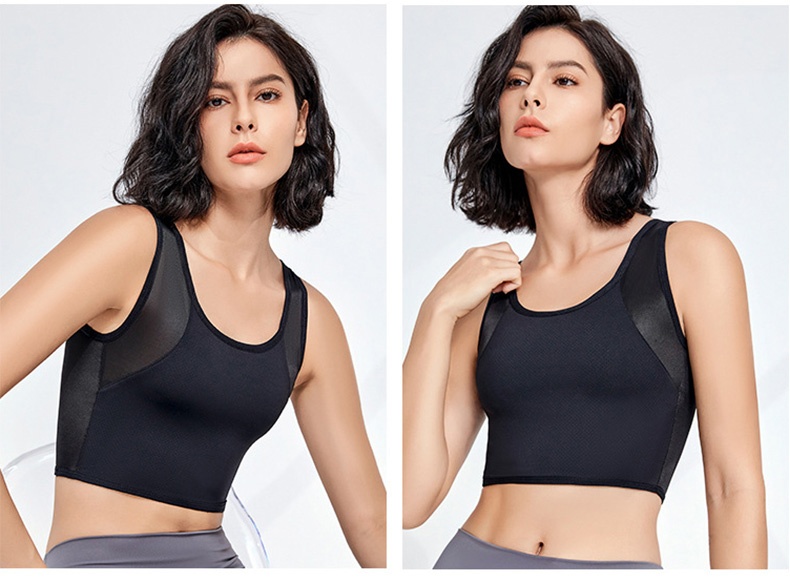 큰 가슴 작아 보이는 스포츠 브라 블랙 착용 이미지 VEIMIA