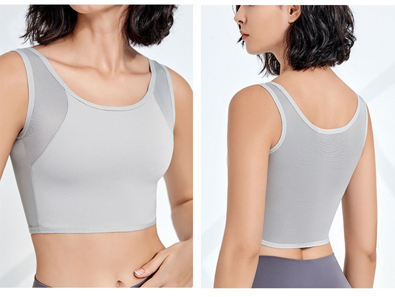 큰 가슴 작아 보이는 스포츠 브라 그레이 착용 이미지 VEIMIA