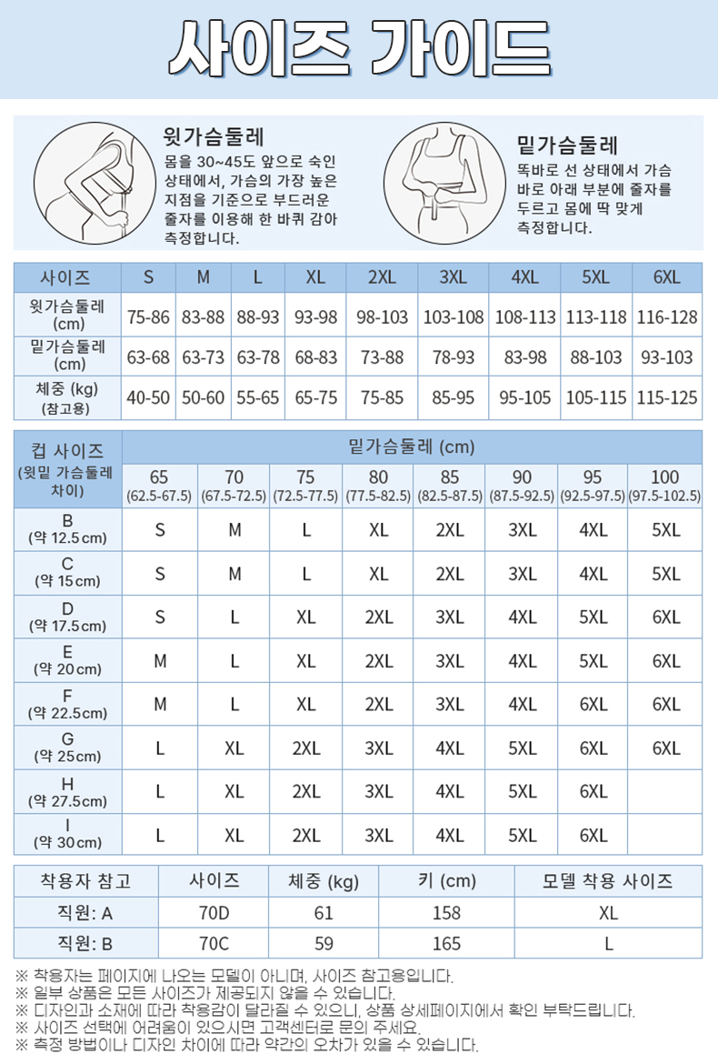큰 가슴 작아 보이는 스포츠 브라 사이즈 가이드 VEIMIA