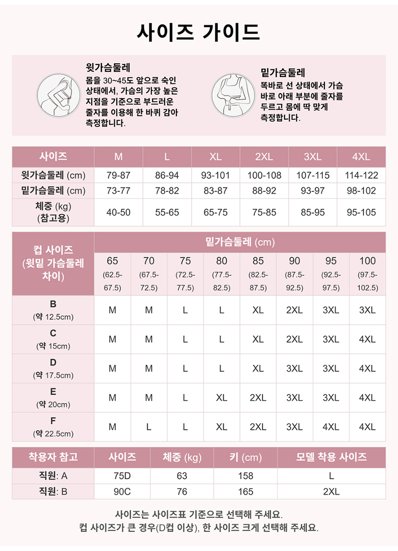 속옷 노라인 레이스 가슴 작아 보이는 브라 사이즈 가이드 VEIMIA
