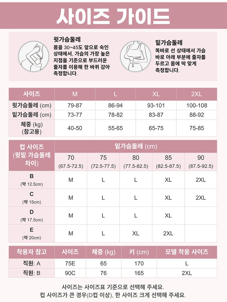 밤새 편안한 수유 브라 사이즈 가이드 VEIMIA 베이미아