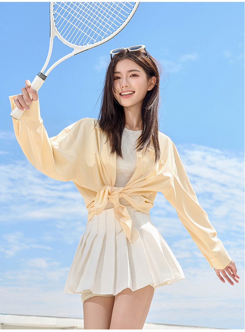 자외선 차단 셔츠 모델 착용 이미지 엘로우 VEIMIA 베이미아