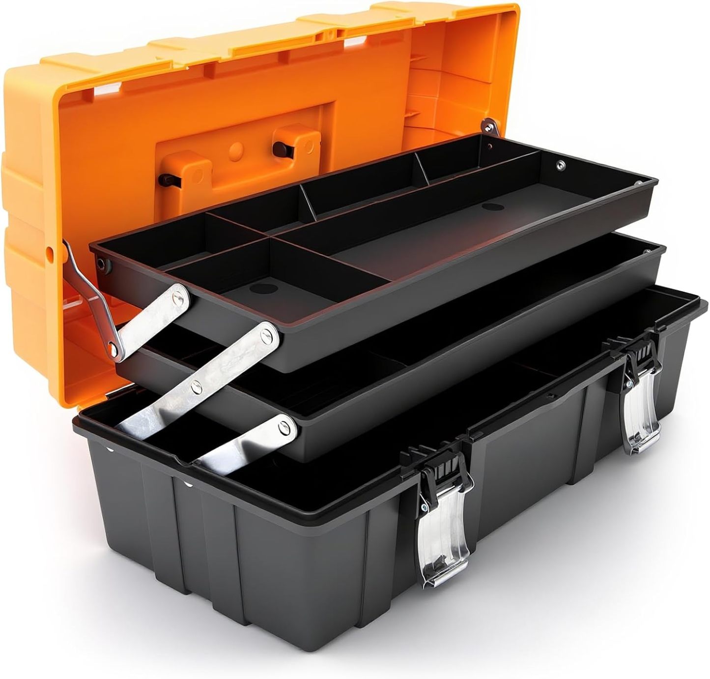 Plastic Tool Box,3-Tiers Multi-Function Storage Portable Toolbox Organizer