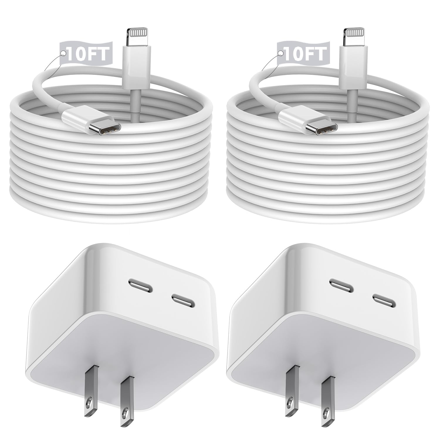 Charger Fast Charging, 40W Dual USB C Wall Charger [MFi Certified] 2Pack