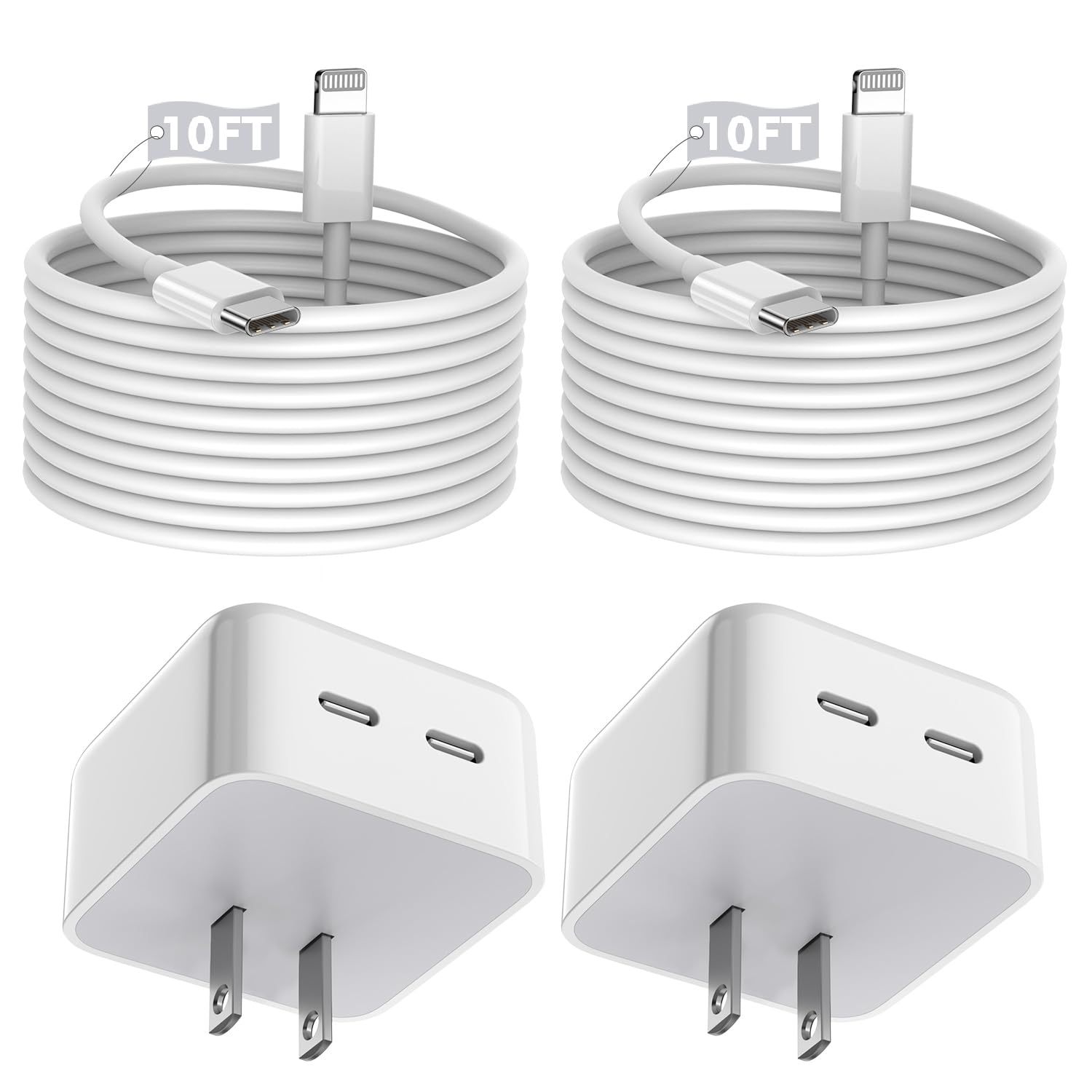 Charger Fast Charging, 40W Dual USB C Wall Charger [MFi Certified] 2Pack