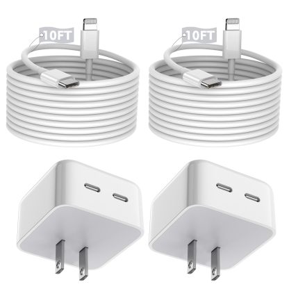 Charger Fast Charging, 40W Dual USB C Wall Charger [MFi Certified] 2Pack