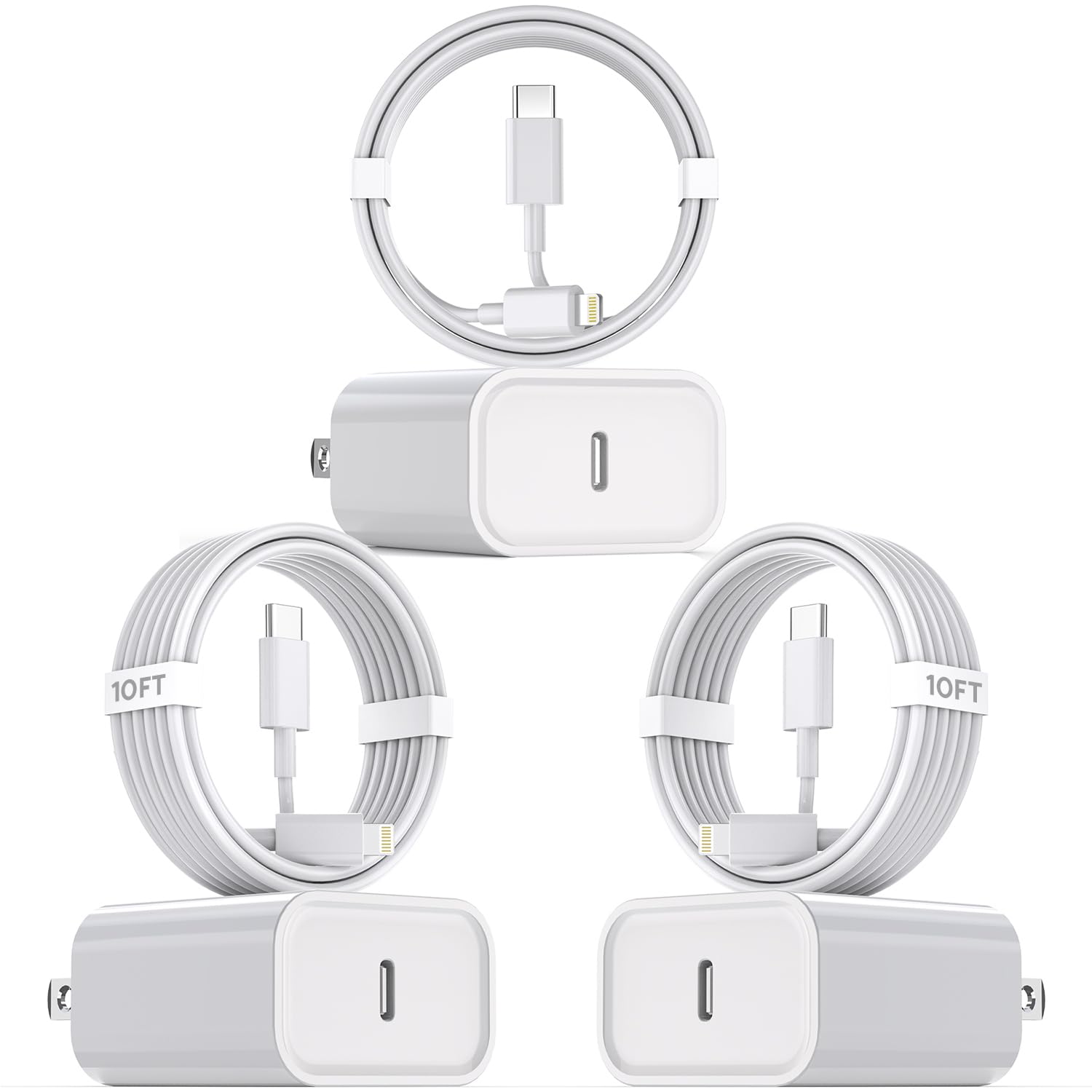 10Foot Fast  Charging Cable,3-Pack