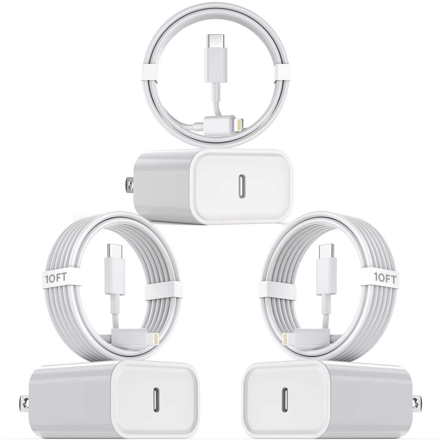 10Foot Fast  Charging Cable,3-Pack