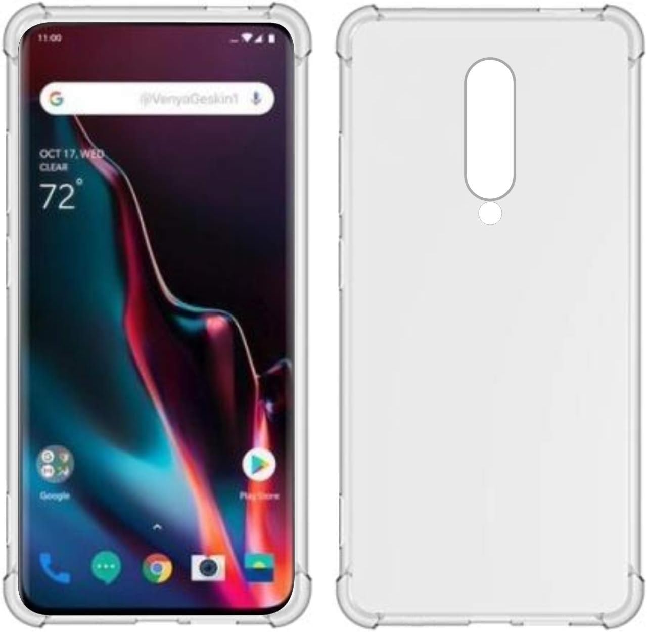 TIYA Case Clear for OnePlus 7 Pro 1+7Pro TPU Four Corners Cover Transparent Soft