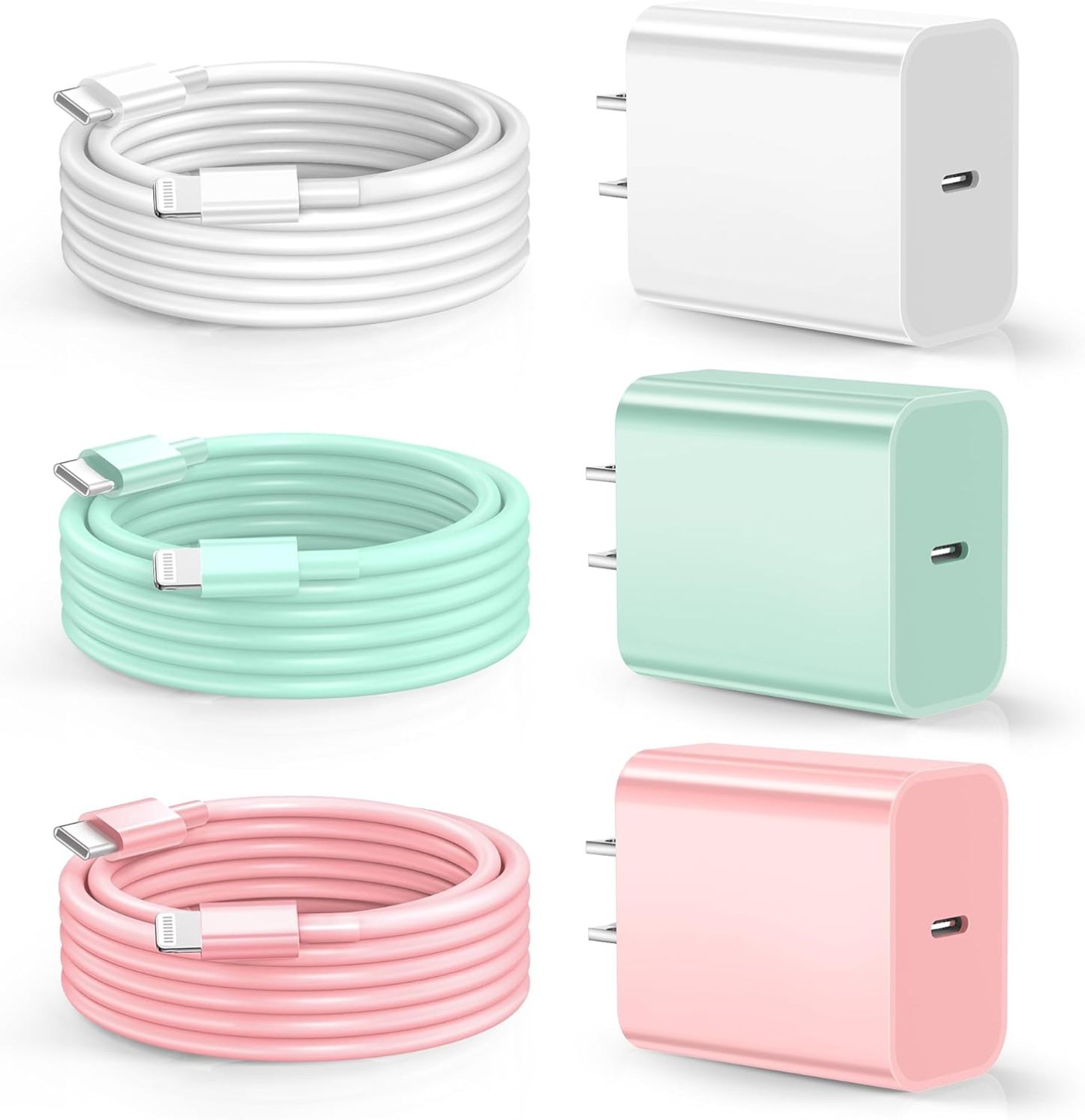 Charger Fast Charging, [MFi Certified] 20W USB C Wall Charger with 3Pack 10FT USB C to Lightning Cable