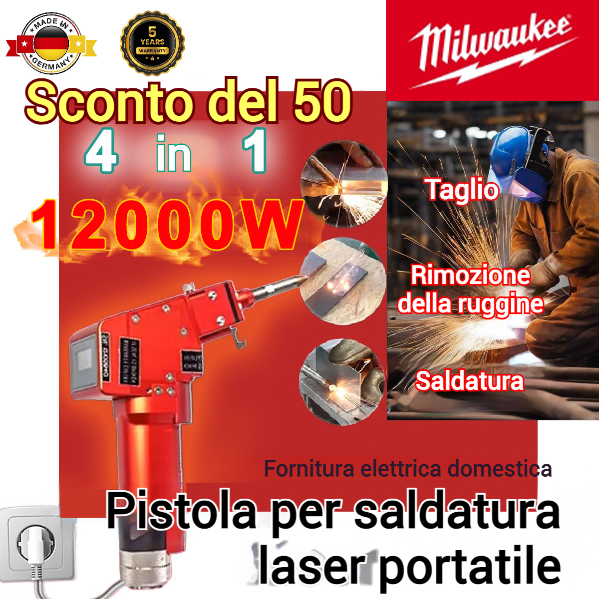 Pistola di saldatura laser portatile Milwaukee