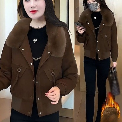 [작은 난로] 기모 도톰 여성용 퍼칼라 재킷