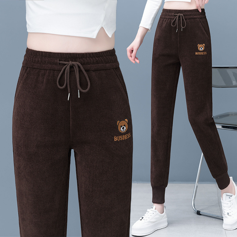 [겨울용] 도톰 코듀로이 곰돌이 자수 배기바지