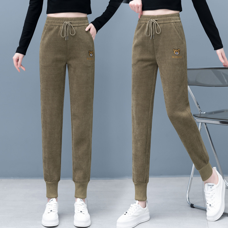 [겨울용] 도톰 코듀로이 곰돌이 자수 배기바지