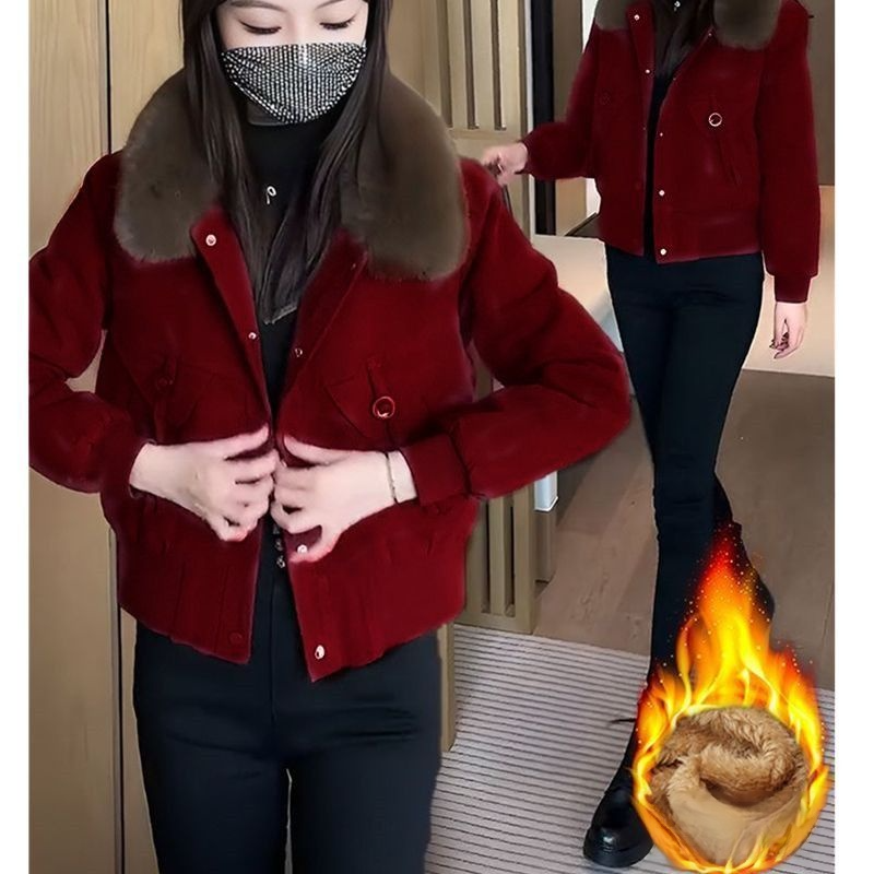 [작은 난로] 기모 도톰 여성용 퍼칼라 재킷