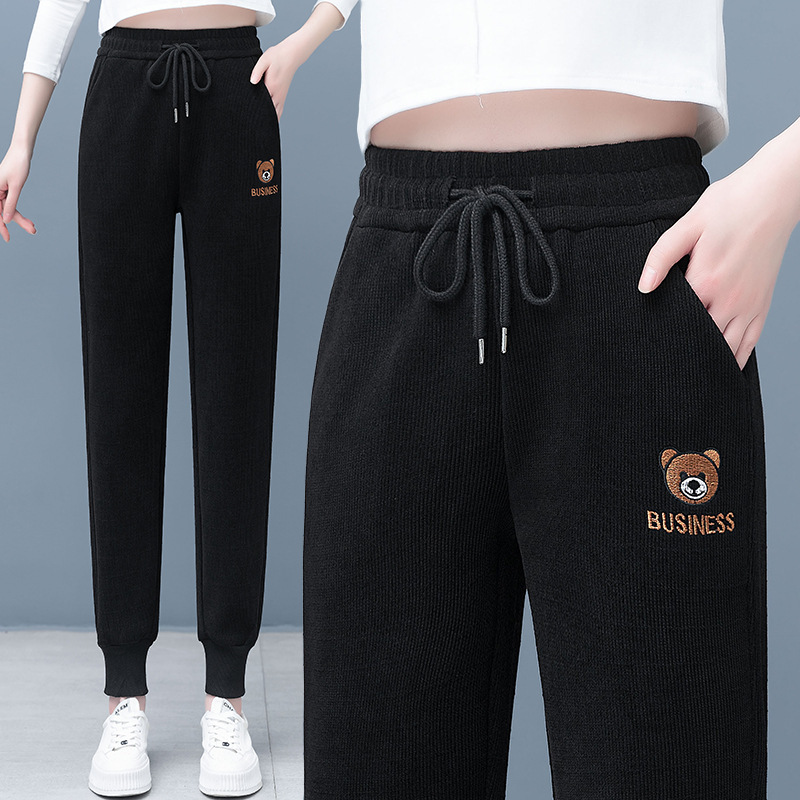 [겨울용] 도톰 코듀로이 곰돌이 자수 배기바지