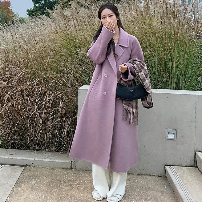 미디엄 롱 도톰 보온 모직 코트