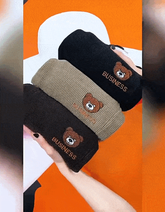 [겨울용] 도톰 코듀로이 곰돌이 자수 배기바지