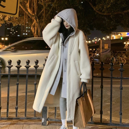  후드 모직 코트