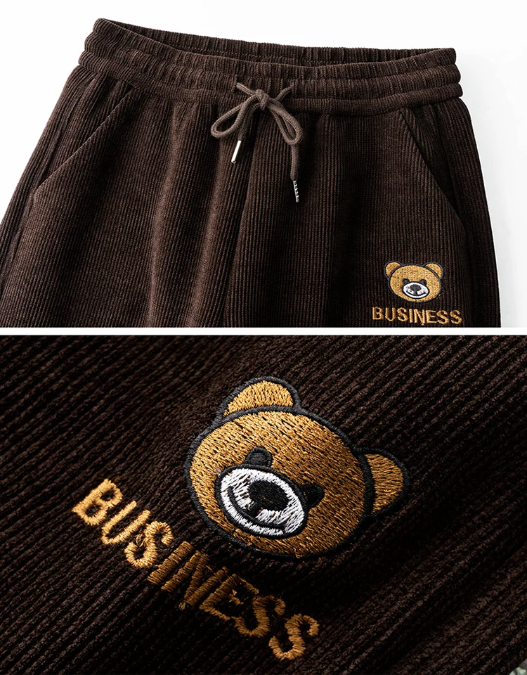 [겨울용] 도톰 코듀로이 곰돌이 자수 배기바지