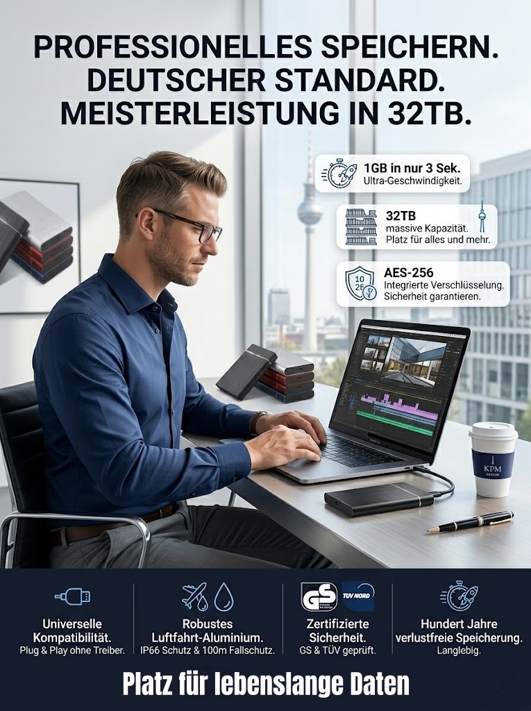 ✨✅32TB High-Speed Portable SSD – Titan-Gehäuse, 3GB/s Speed, für Smartphone & PC！