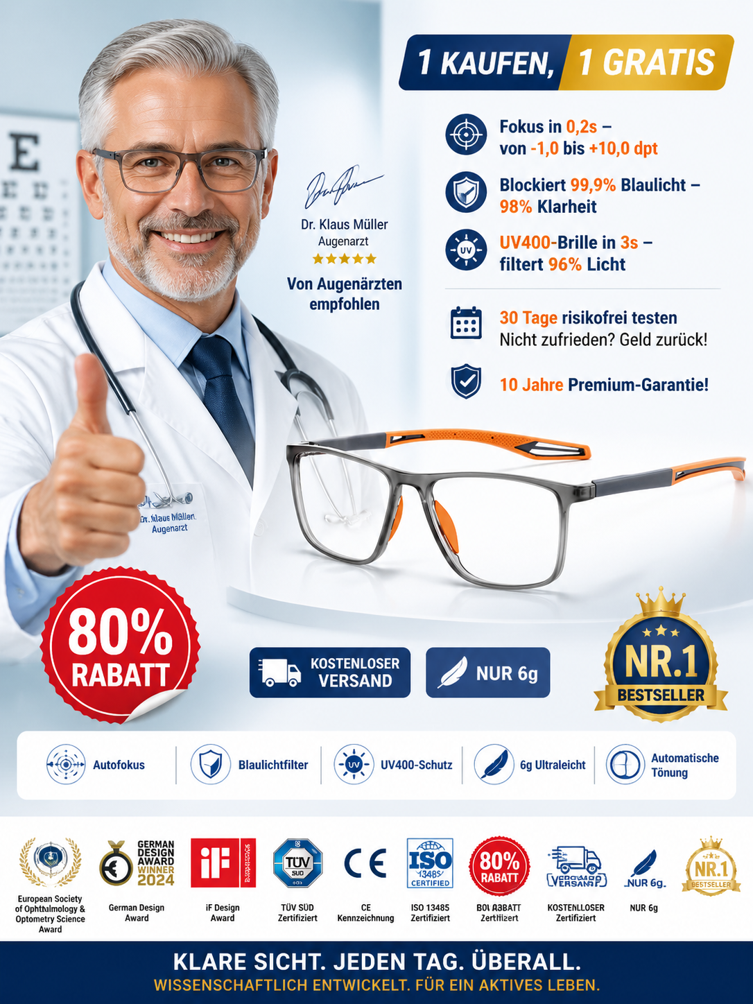 ✨️✅【Nie wieder Brille wechseln】Ultraleichte und bequeme Anti-Blaulicht-Brille für Presbyopie