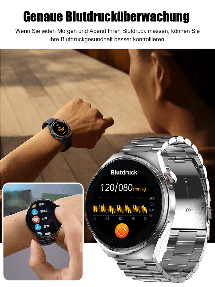 ⌚✅【Nur 90% Rabatt】Gesundheits Smartwatch mit Stahlband