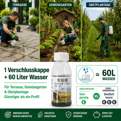 ✅👍Ultimatives Profi-Unkrautvernichter-Konzentrat: 1 Kappe für 1000 m² – Sichtbar in 3 Stunden & 3-fache Geld-zurück-Garantie！