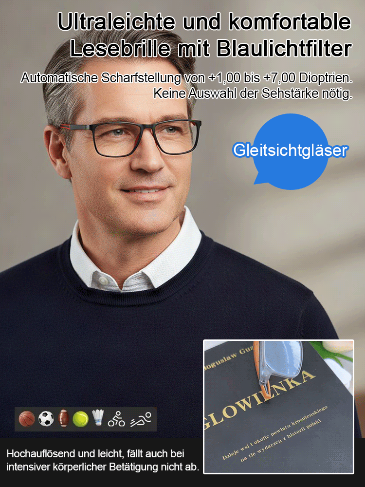 ✨️✅【Nie wieder Brille wechseln】Ultraleichte und bequeme Anti-Blaulicht-Brille für Presbyopie