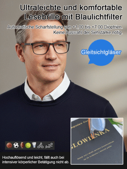 ✨️✅【Nie wieder Brille wechseln】Ultraleichte und bequeme Anti-Blaulicht-Brille für Presbyopie