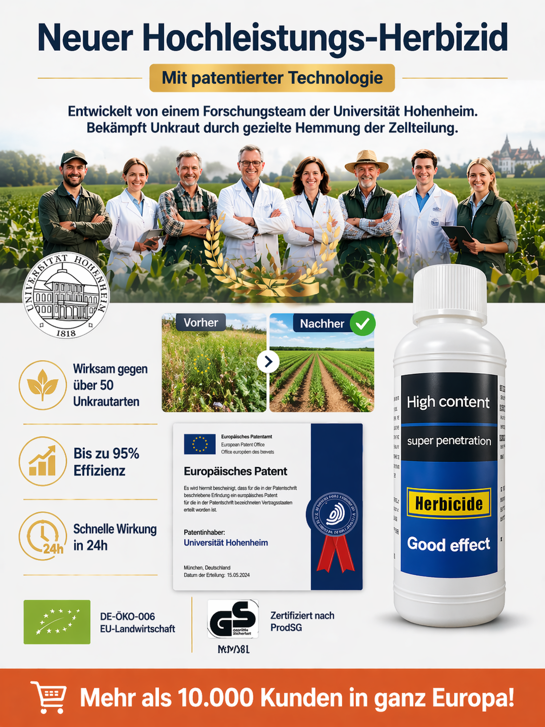 🏆✅【100% Glyphosatfre】Ultimatives Profi-Unkrautvernichter-Konzentrat: Sichtbar in 3 Stunden. Vernichtet 108 Unkrautarten & 8x schneller als andere！