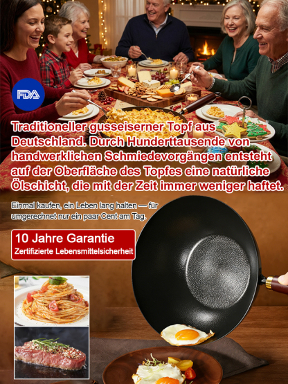 Handgeschmiedete Pfanne✨30.000 Hand-Schläge ✨Ohne chemische Beschichtung ✨Sicher & Gesund