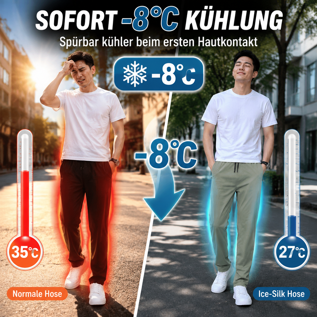 👍🧍‍♂️ Hochwertige ultradünne atmungsaktive Sommer-Eis-Seidenhose！