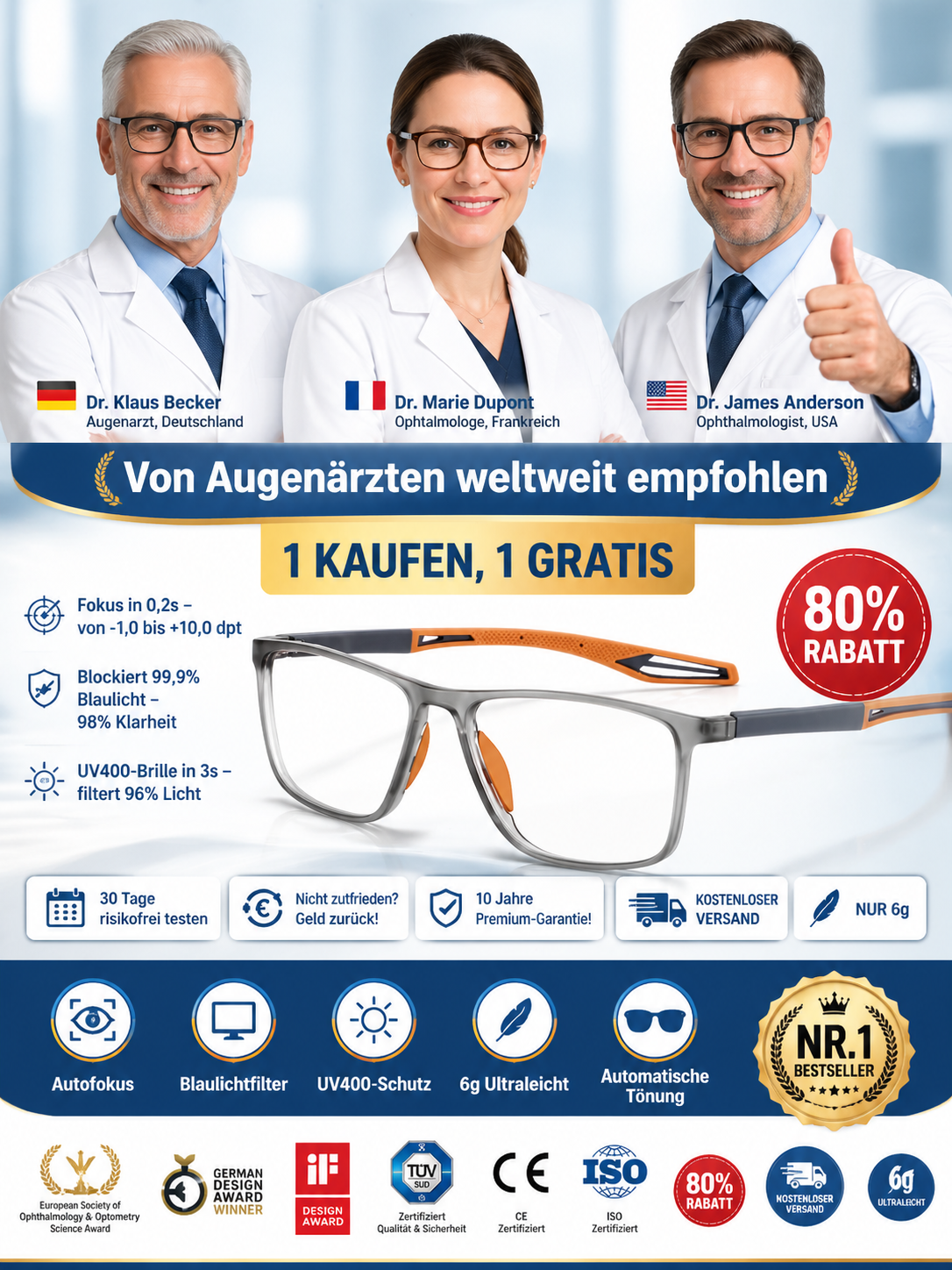 ✨️✅【Nie wieder Brille wechseln】Ultraleichte und bequeme Anti-Blaulicht-Brille für Presbyopie