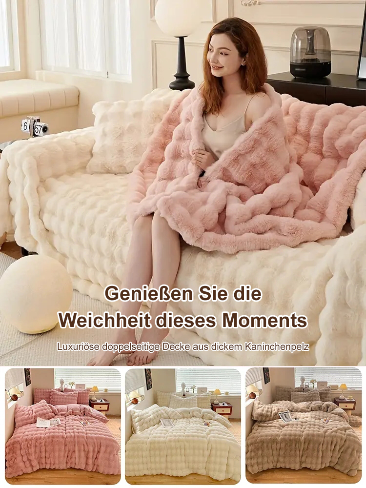 Luxuriöse doppelseitige Decke aus dickem Kaninchenpelz