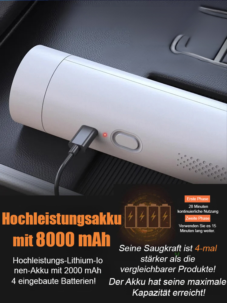 Kabelloser Mini-Autostaubsauger [Saug- und Blasfunktion]