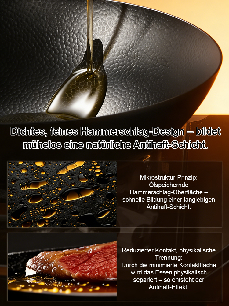 Handgeschmiedete Pfanne✨30.000 Hand-Schläge ✨Ohne chemische Beschichtung ✨Sicher & Gesund