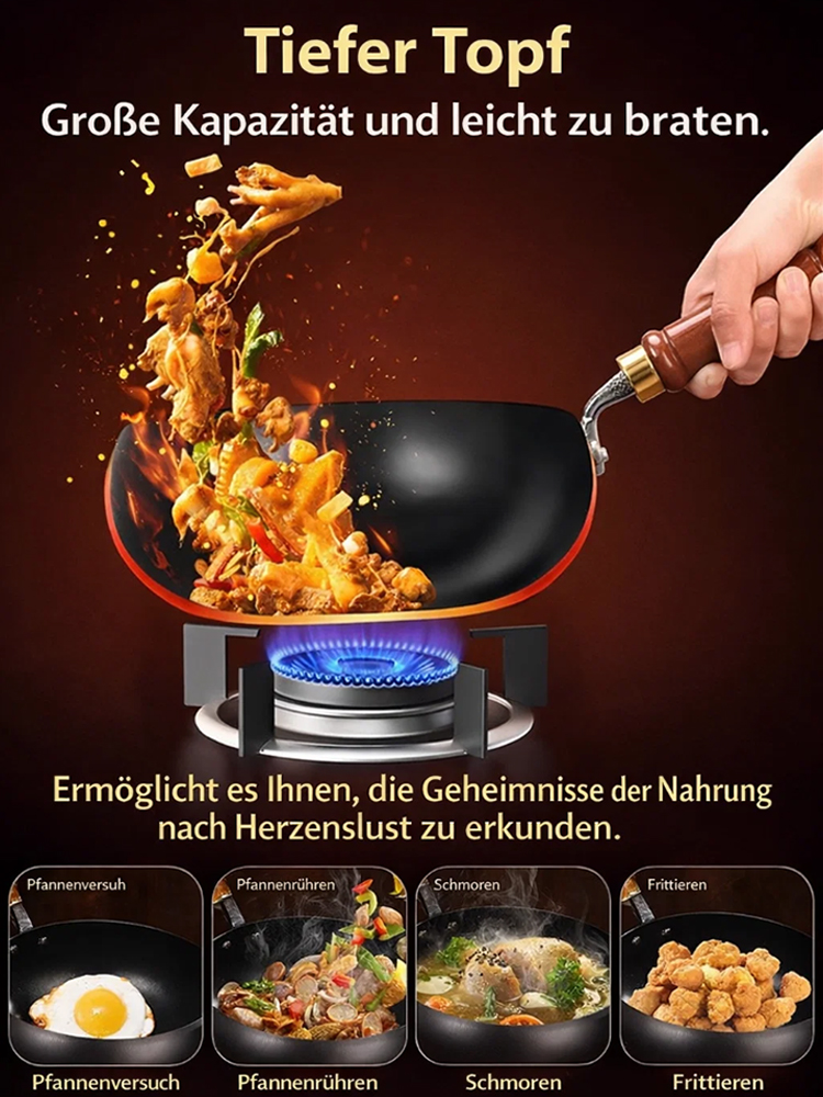 👍✅ 0% Chemie, ewige Antihaft-Wirkung: Der ultraleichte Premium-Wok für ein Leben lang!