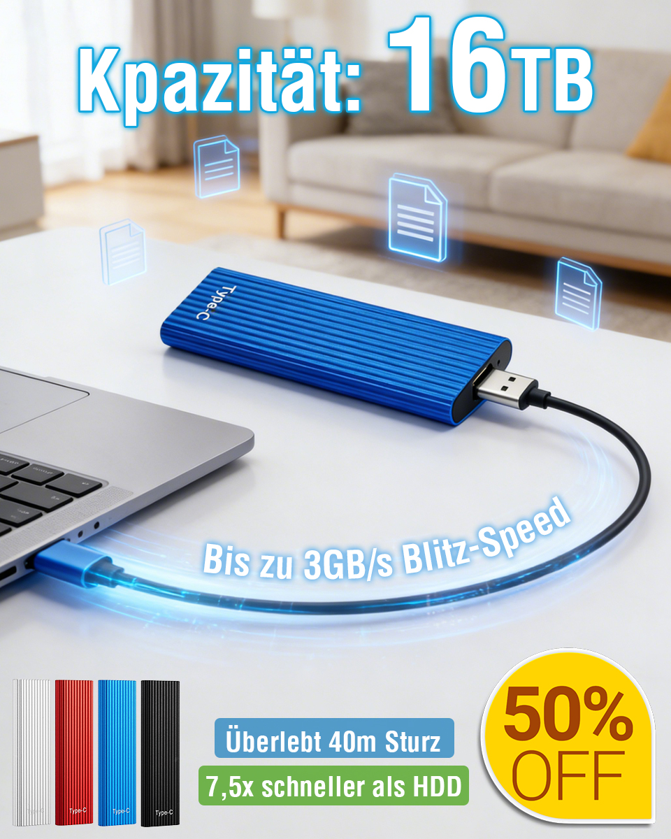 🥳🥇16 TB SSD mobile Festplatte in Militärqualität – jetzt zum Werkspreis（Aktueller Bestand: 160 Stück）