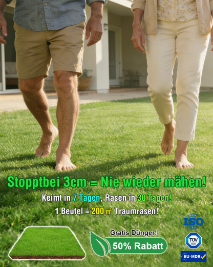 🤩✅ Premium3cm-Zwergrasen: Keimt in 7 Tagen, 100% nie wieder mähen, 30 Tage risikofrei testen！