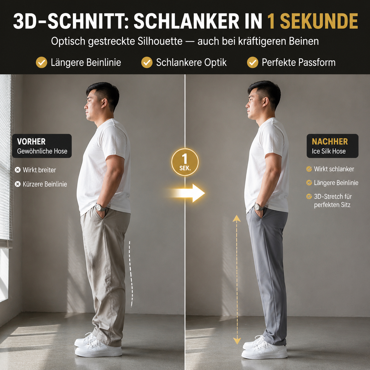 👍🧍‍♂️ Hochwertige ultradünne atmungsaktive Sommer-Eis-Seidenhose！