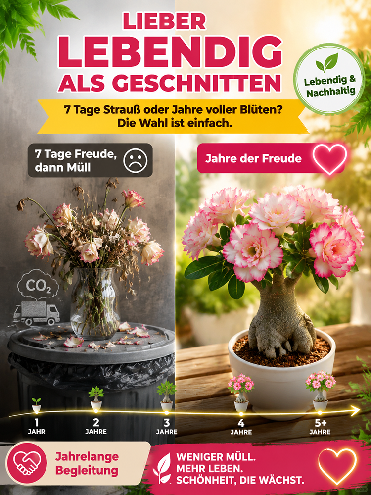 Wüstenrosenzwiebel für Anfänger, 99% Überlebensrate, 300 Tage Blüte, 100 Jahre Lebensdauer