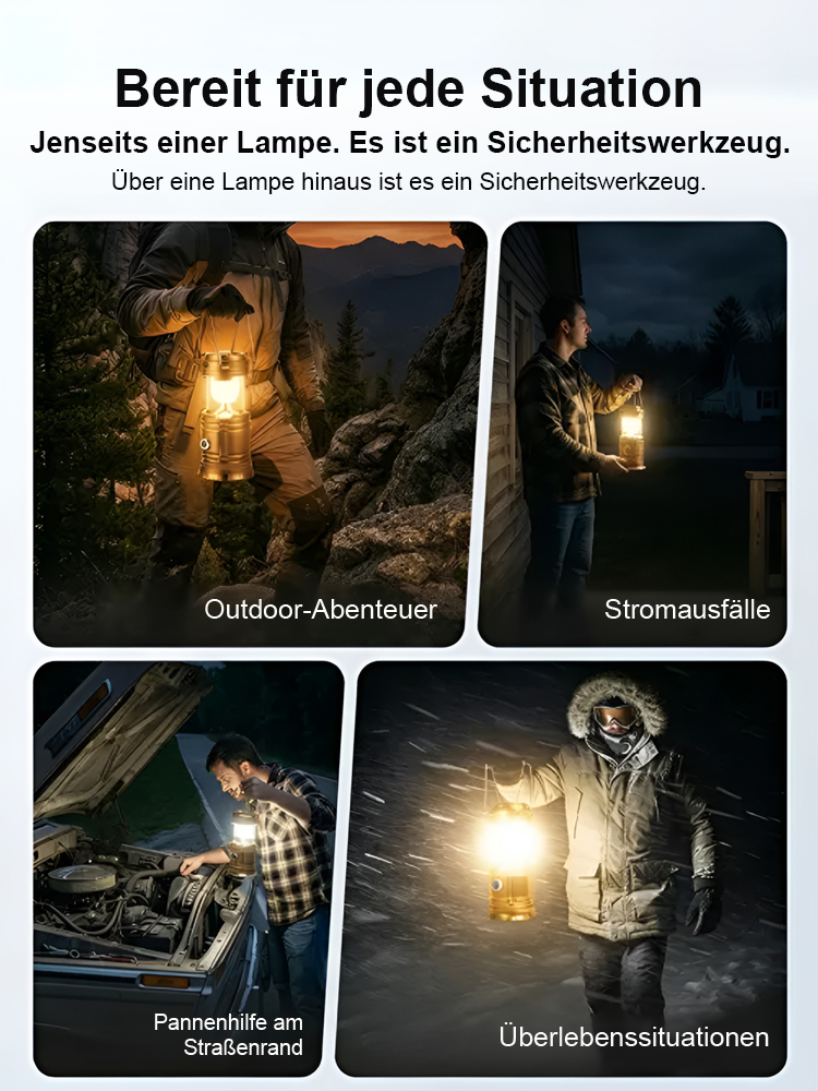 ⛺✅Wasserdichte multifunktionale Solarleuchte, Einmal laden, 30 Tage nutzen, Zieht eine Fläche von 200m² an!