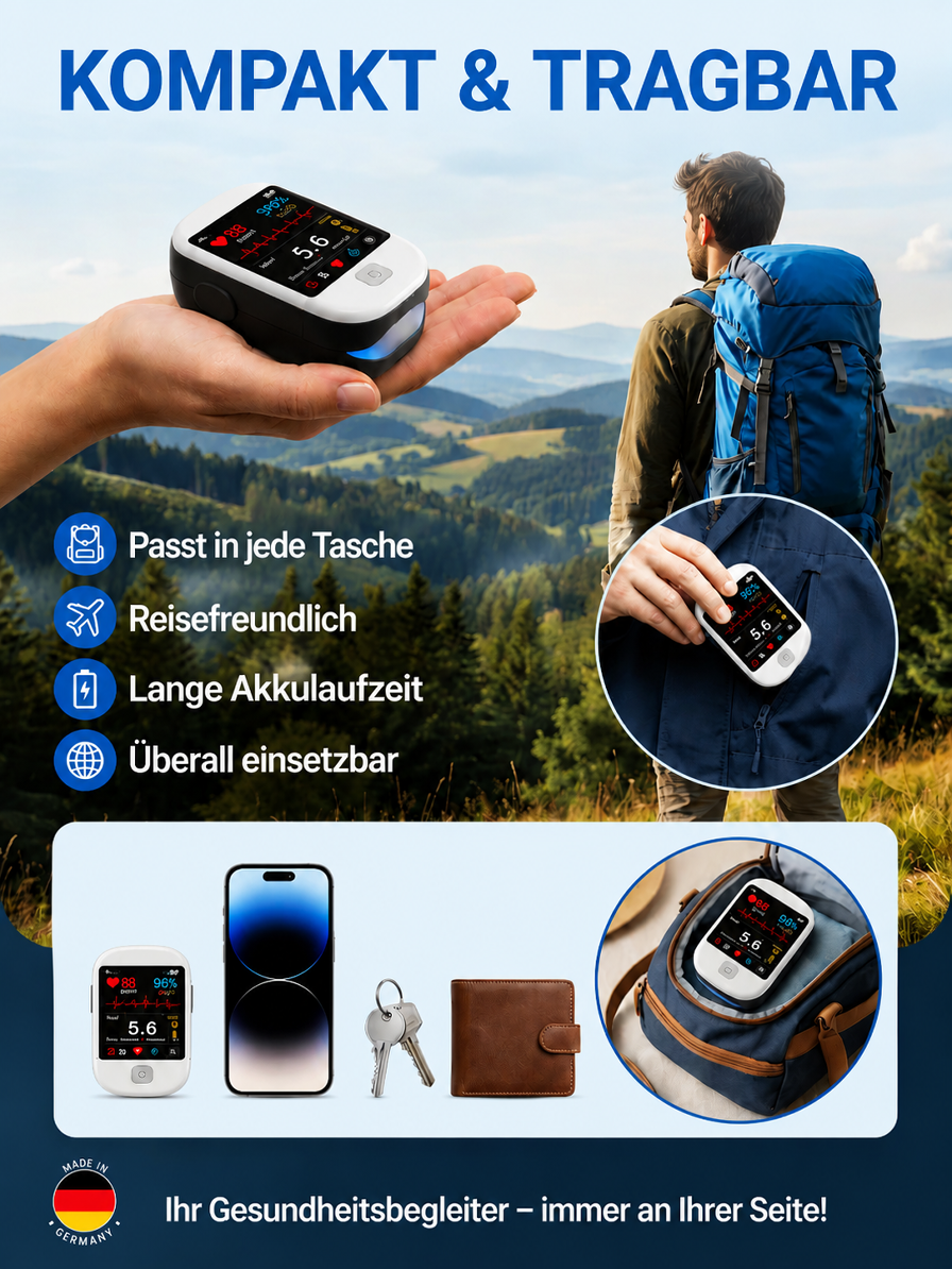 Puls-Oximeter zur Überwachung der Sauerstoffsättigung und der Herzfrequenz