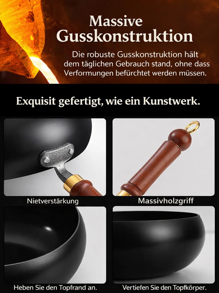 👍✅ 0% Chemie, ewige Antihaft-Wirkung: Der ultraleichte Premium-Wok für ein Leben lang!
